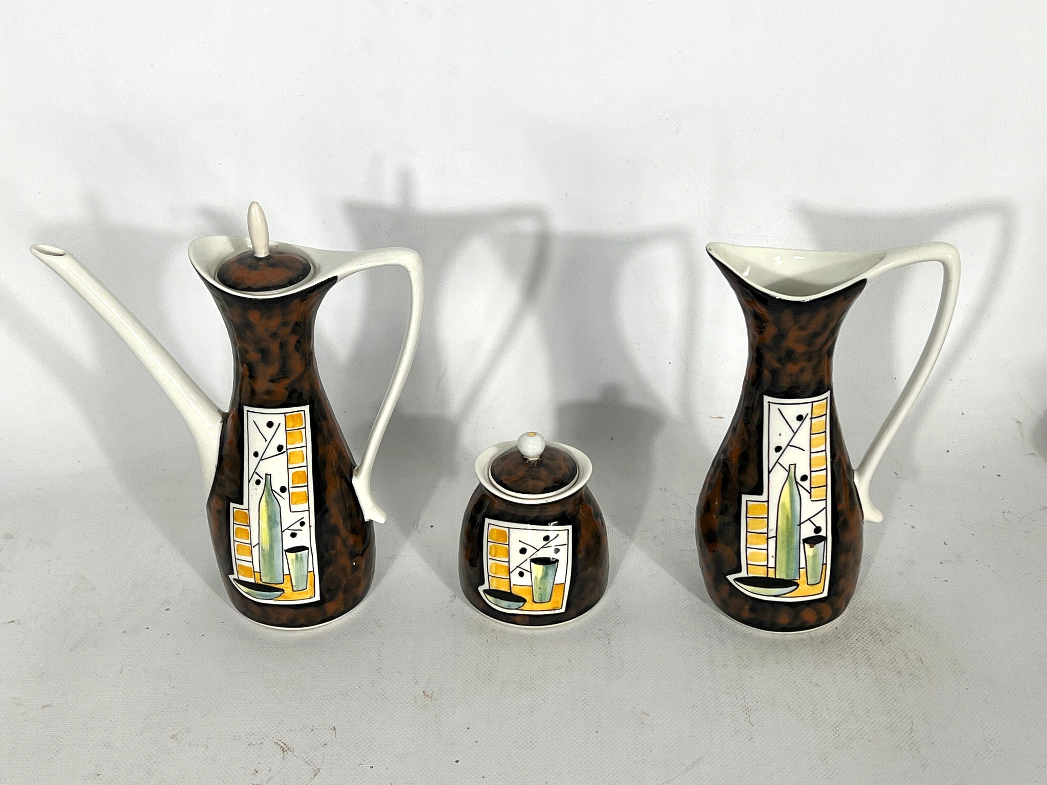 Mid-century ceramic teapot set by Alfa Ceramiche, Italy 1950s