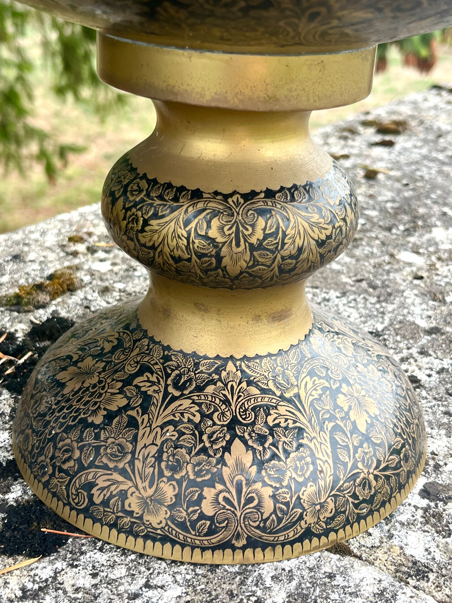 Ornate Floral Pedestal Champagne Cooler, brass ice bucket