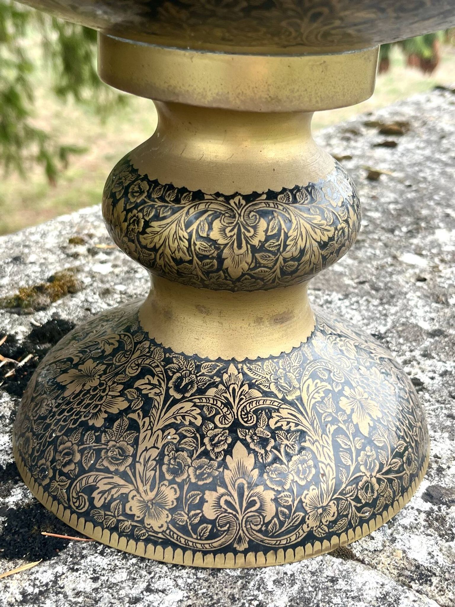 Ornate Floral Pedestal Champagne Cooler, brass ice bucket