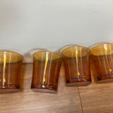 Set of 4 vintage Duralex amber glass water glasses