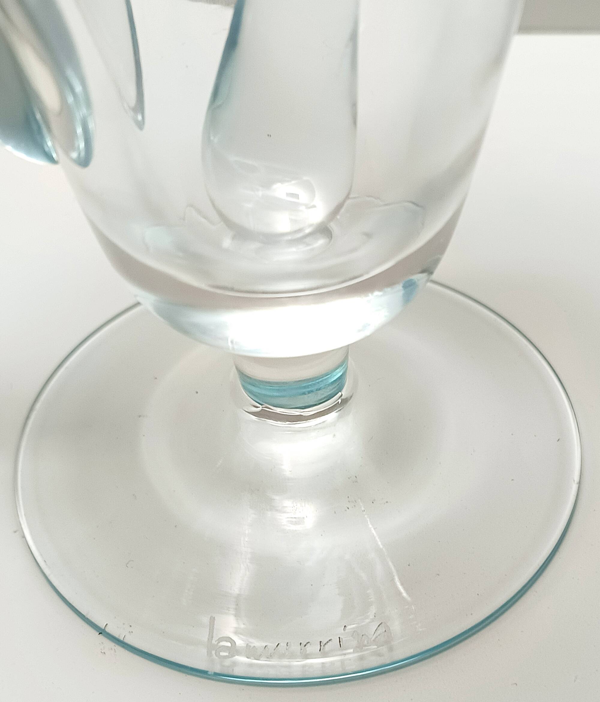 Light Blue Murano Glass Cocktail Set of 6 Glasses and a Pitcher by La Murrina