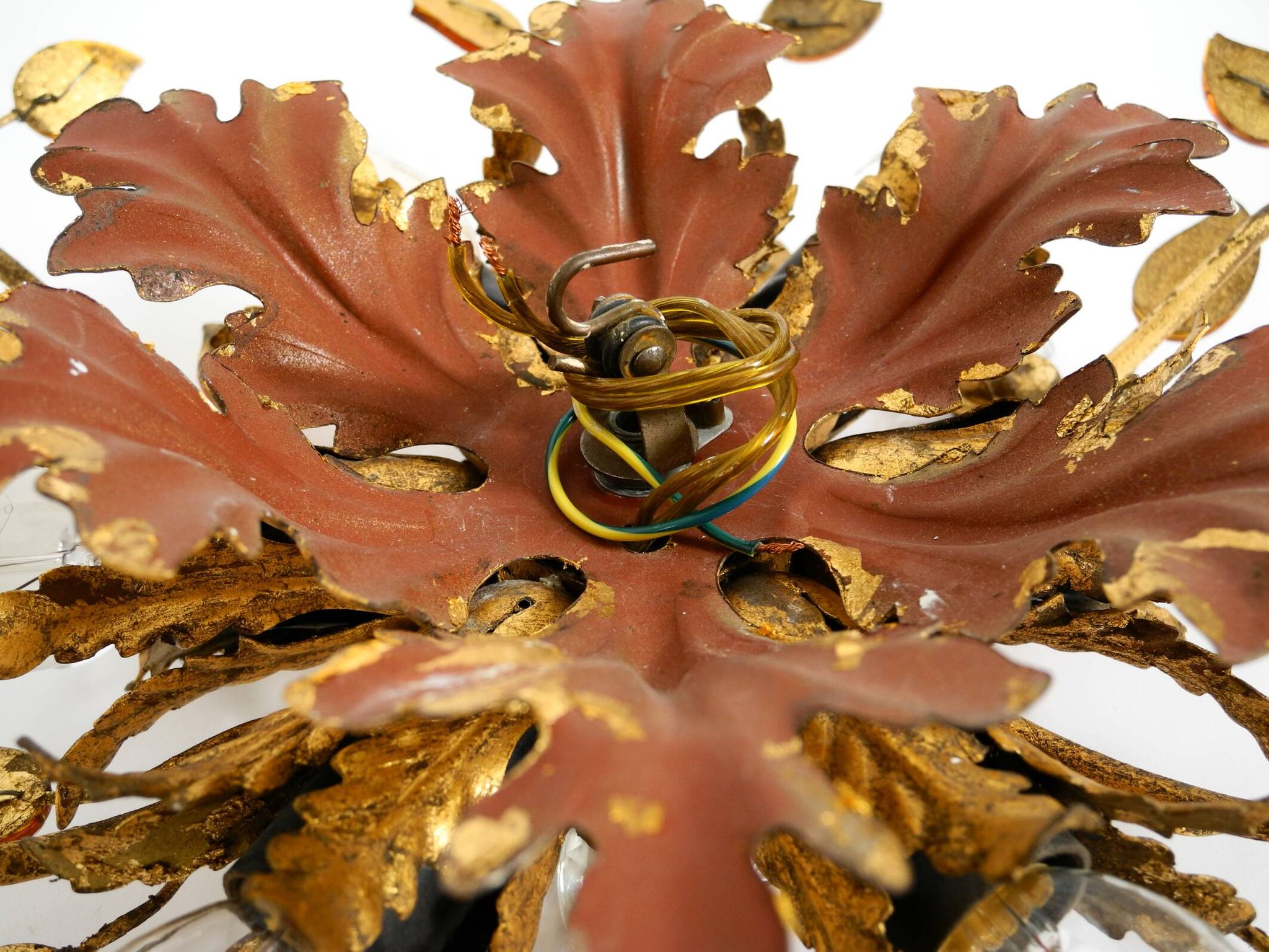 Very beautiful 1960s gold-plated ceiling or wall lamp by Banci Firenze, Ita