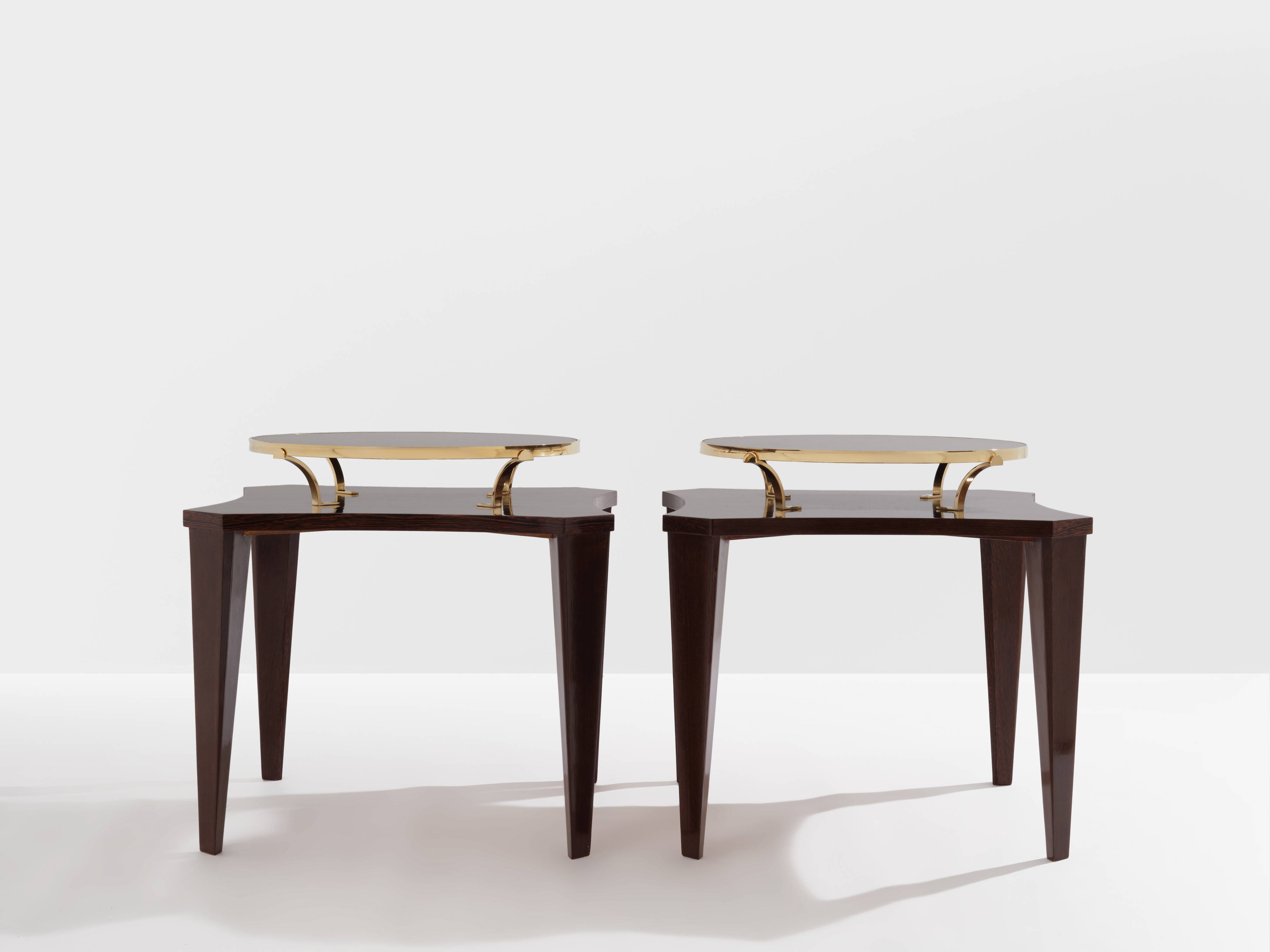 Alberto Pinto paire de tables d’appoint wengé et laiton 1990