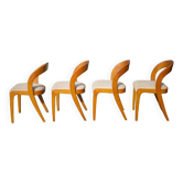 Chaises Baumann modèle gondole X 4 , chaise de salon, chaise bois et tissu, chaise vintage