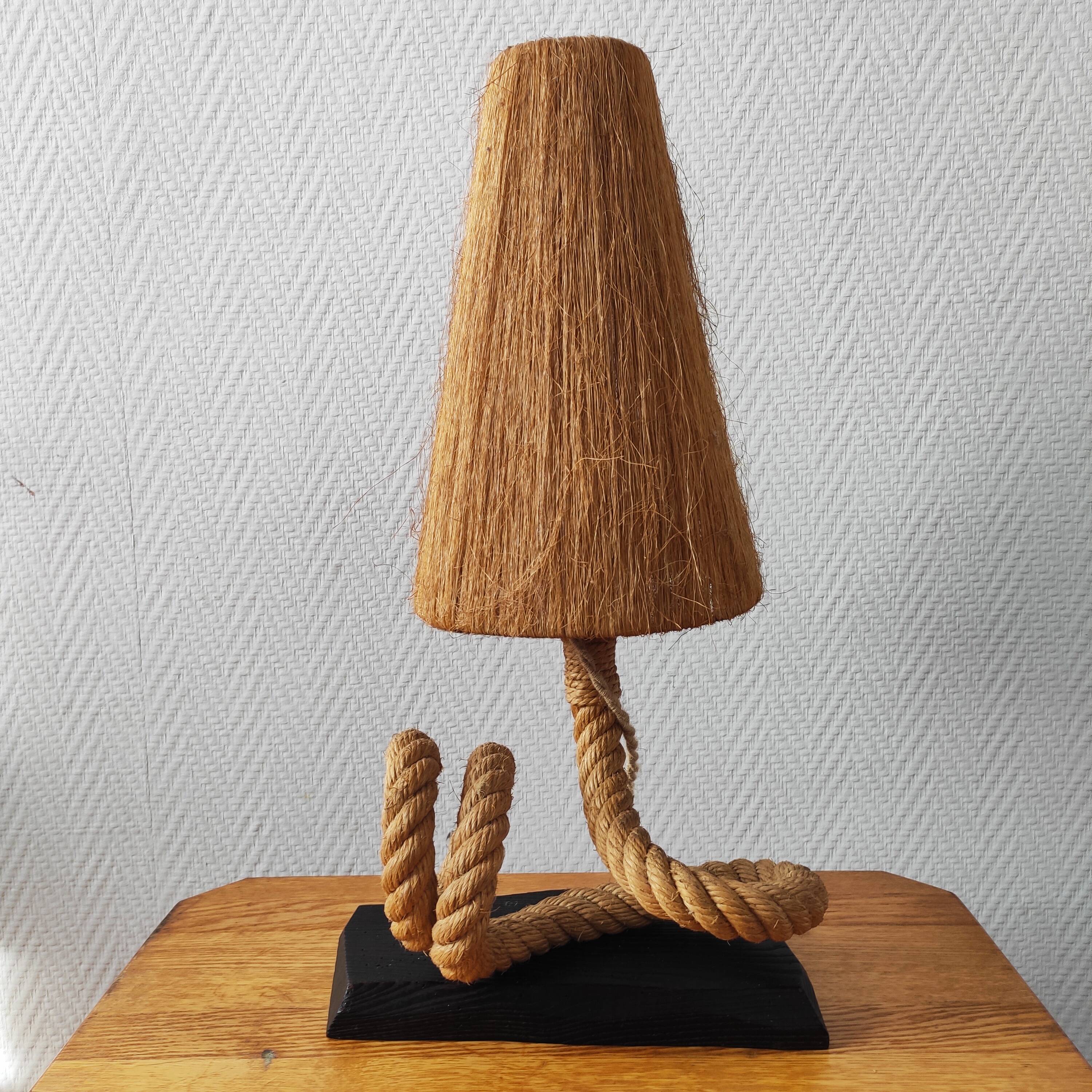 Vintage 1950s table lamp in rope – in the style of Audoux & Minet