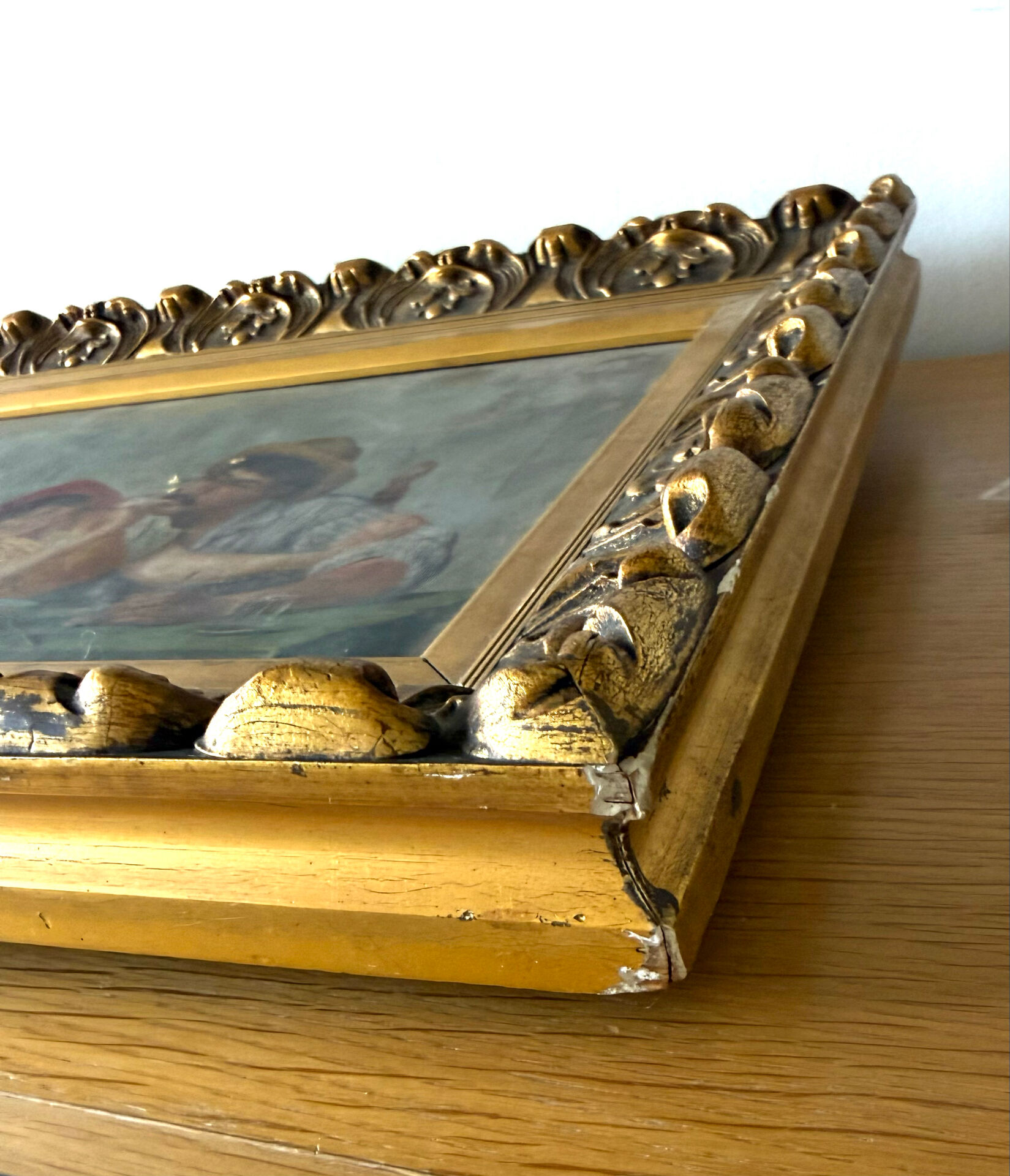 Old Italian painting oil on canvas couples unsigned