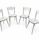 Set of 4 marble effect Formica chairs, French Mid-century vintage.
