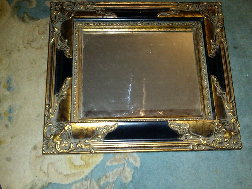 Miroir de baroque opulent en bois doré et noir