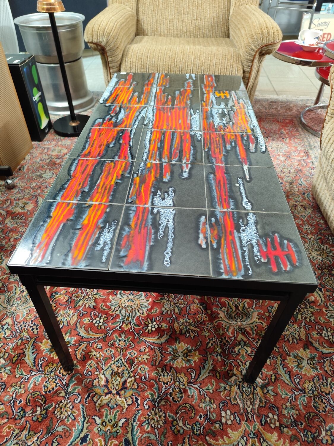 Vintage 1970s coffee table in Valauris style