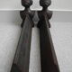 Paire chenets anciens fonte "roses de mai" cheminée antique andirons