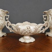 Three-piece ceramic garniture with neo-classical decoration – 20th century