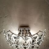 Kinkeldey glass wall light  with seven rectangular crystals and four light points. Silver chrome structure.
