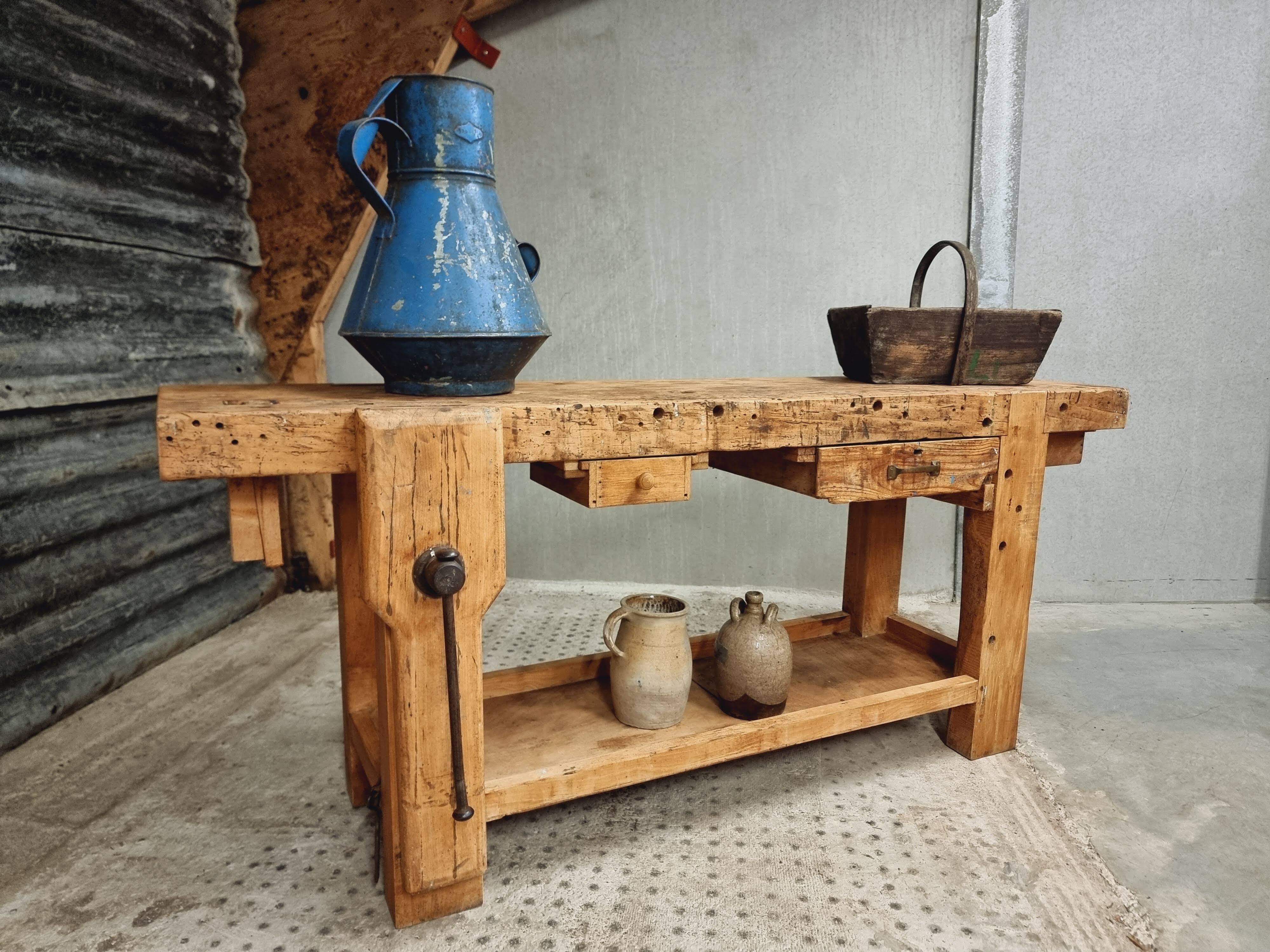 Old workbench side table bathroom furniture 48 x 193 cm