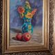 Still life painting vase with flowers by Lupicini - 1960s