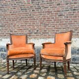 Pair Of Bergères Trapeze Backrest In Walnut Louis XVI XVIII Eme Century