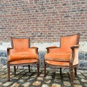 Pair Of Bergères Trapeze Backrest In Walnut Louis XVI XVIII Eme Century