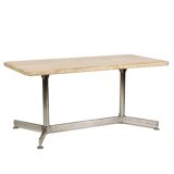 Rectangular dining table, travertine and chrome, 1970