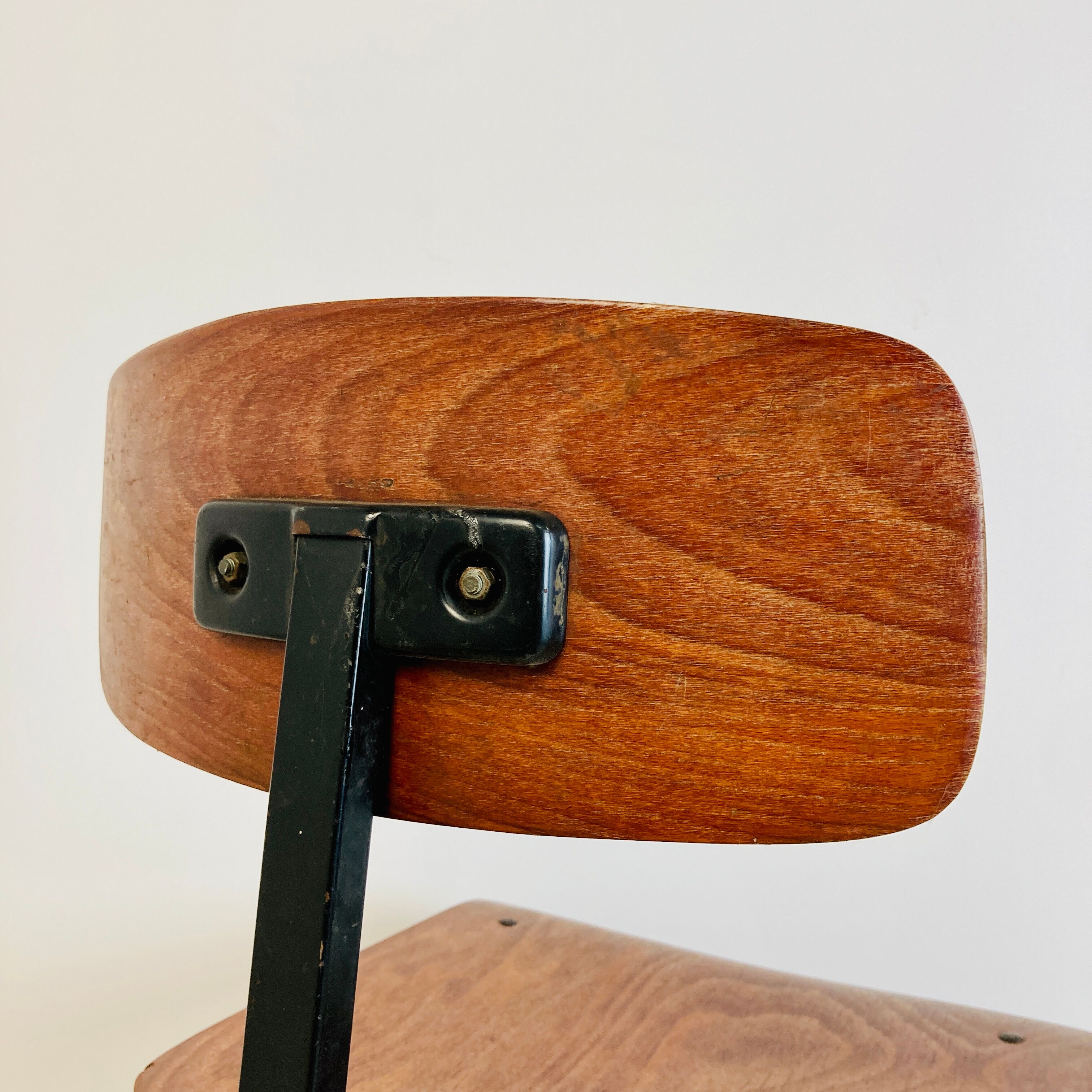 Office children's chair, wooden and metal, 70s