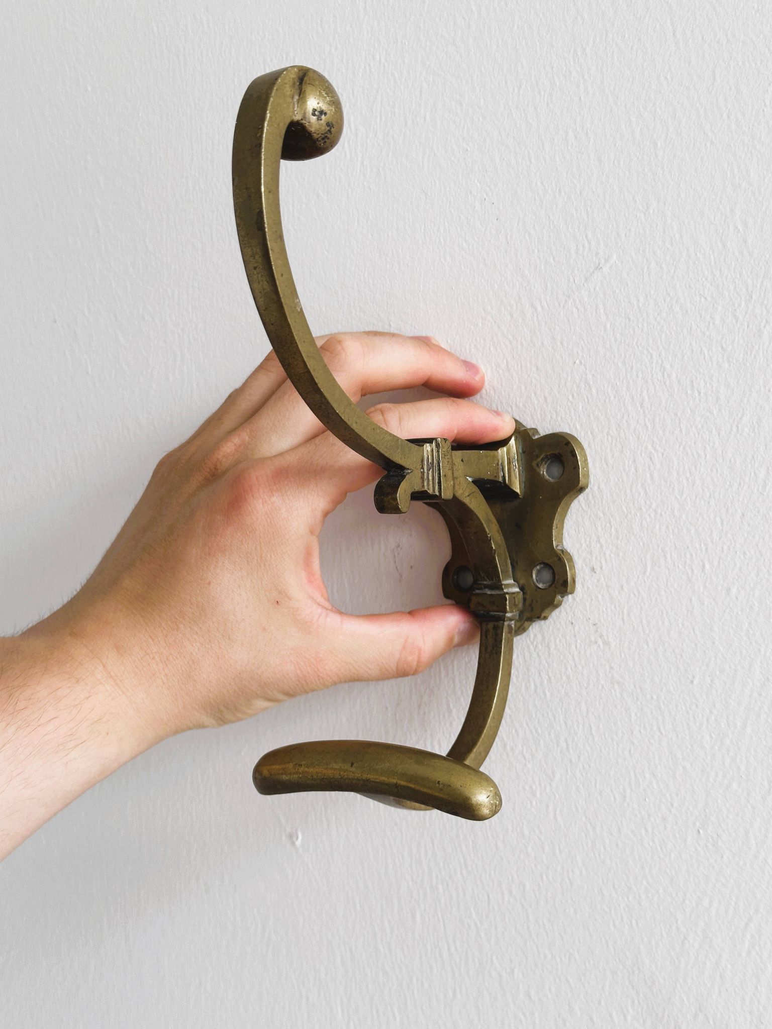 Gold metal coat hook, vintage wall coat rack