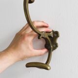 Patère en métal doré, porte-manteau mural vintage