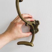 Gold metal coat hook, vintage wall coat rack