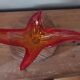 Large orange-red blown glass bowl