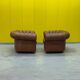 Brown Leather Chesterfield armchair (Price is for One)