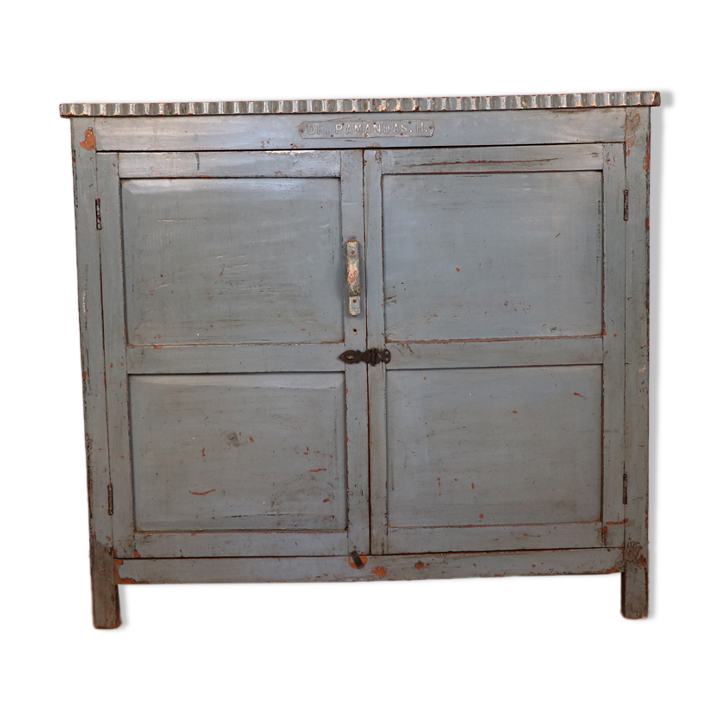 Old original grey-blue patina burmese teak sideboard