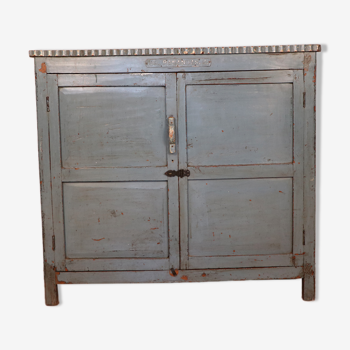 Ancien buffet en teck birman patine grise-bleue