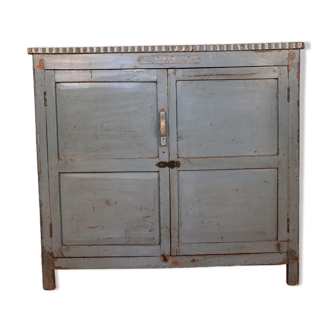 Old original grey-blue patina burmese teak sideboard