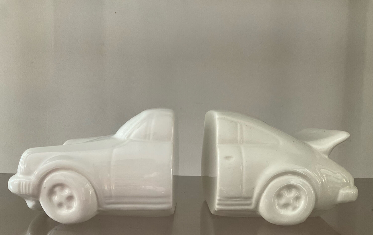 Pair of vintage ceramic car bookends