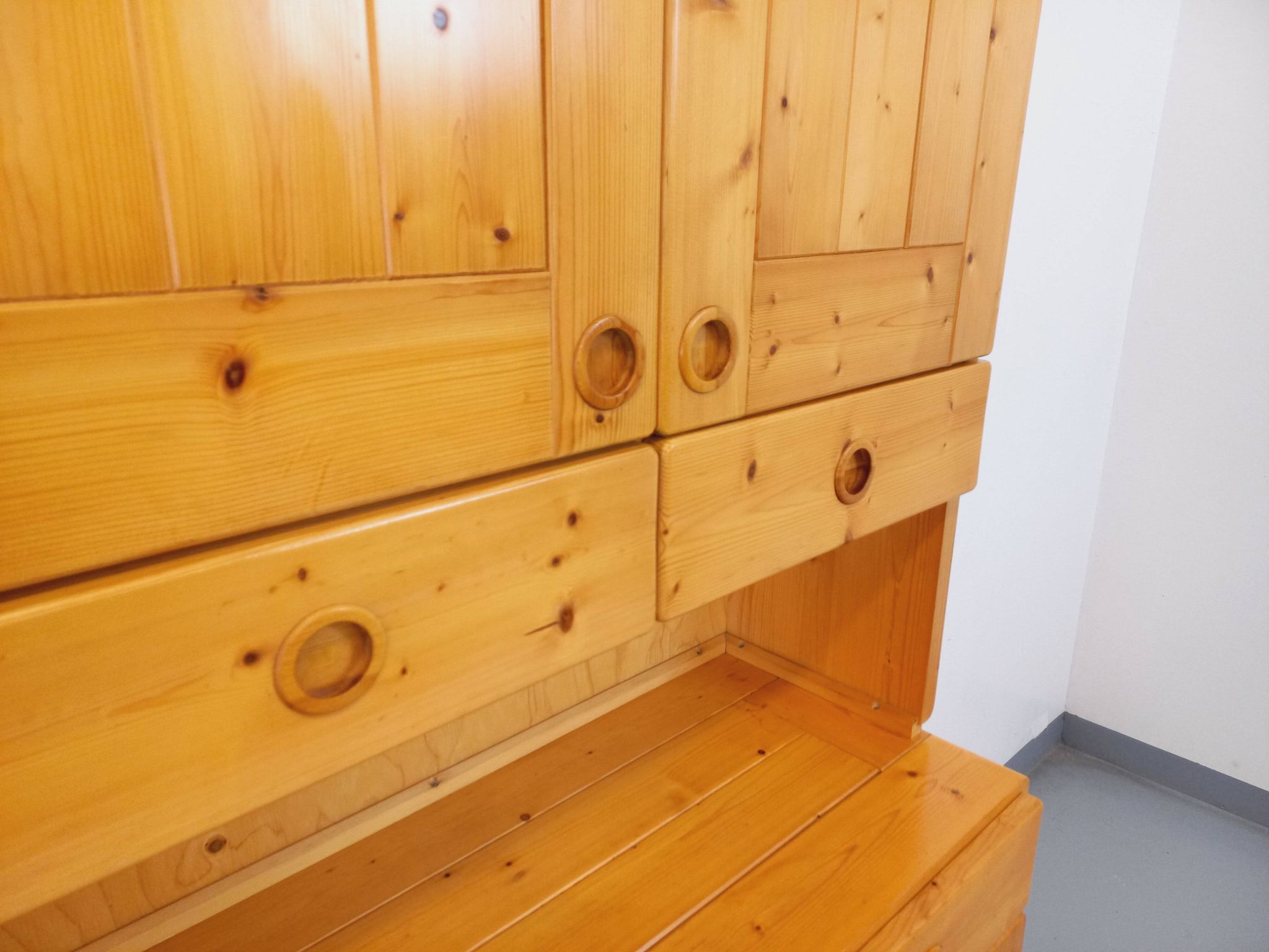 Charlotte Perriand Les Arcs vintage pine storage unit from the 60s 70s