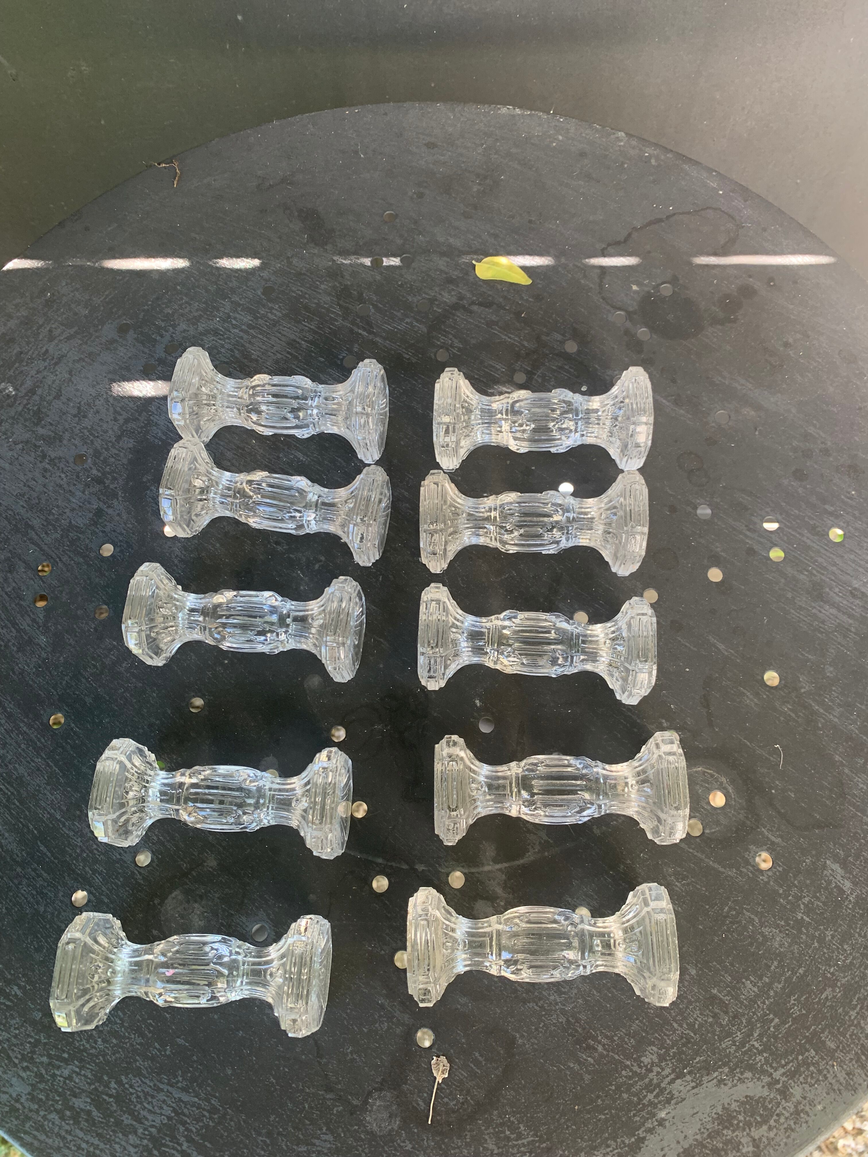 10 antique transparent molded glass knife doors