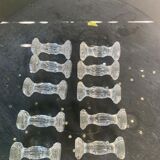 10 antique transparent molded glass knife doors