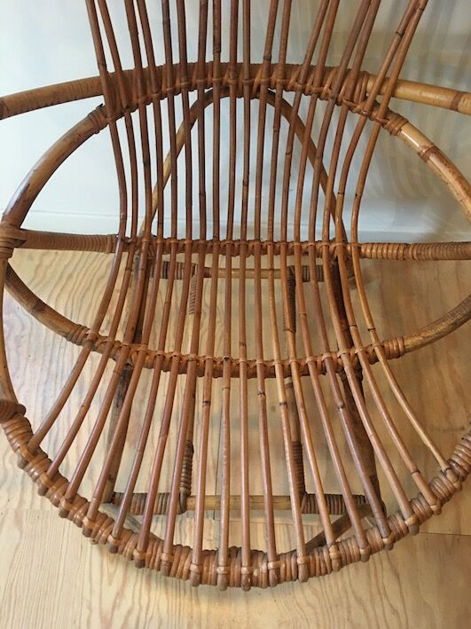 Rattan and wicker armchair 1950