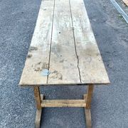 Industrial design of the late nineteenth large factory table in natural wood