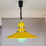 Large Industrial style yellow and green pull down hanging lamp