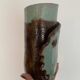 Artist's vase in glazed ceramic – abstract sculptural face
