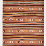 6x8 Red Blue Striped Vintage Kilim Rug  173x243Cm SK 33439
