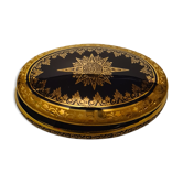 Bonbonnière in Limoges porcelain blue and gold
