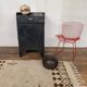 Old Industrial workshop furniture with 1 door 1 drawer in patinated iron