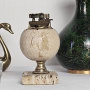 Briquet de table sphérique en travertin véritable – Italie, circa 1970