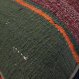 Handmade green purple wool cushion cover traditional kilim scatter pillow- 40x40cm