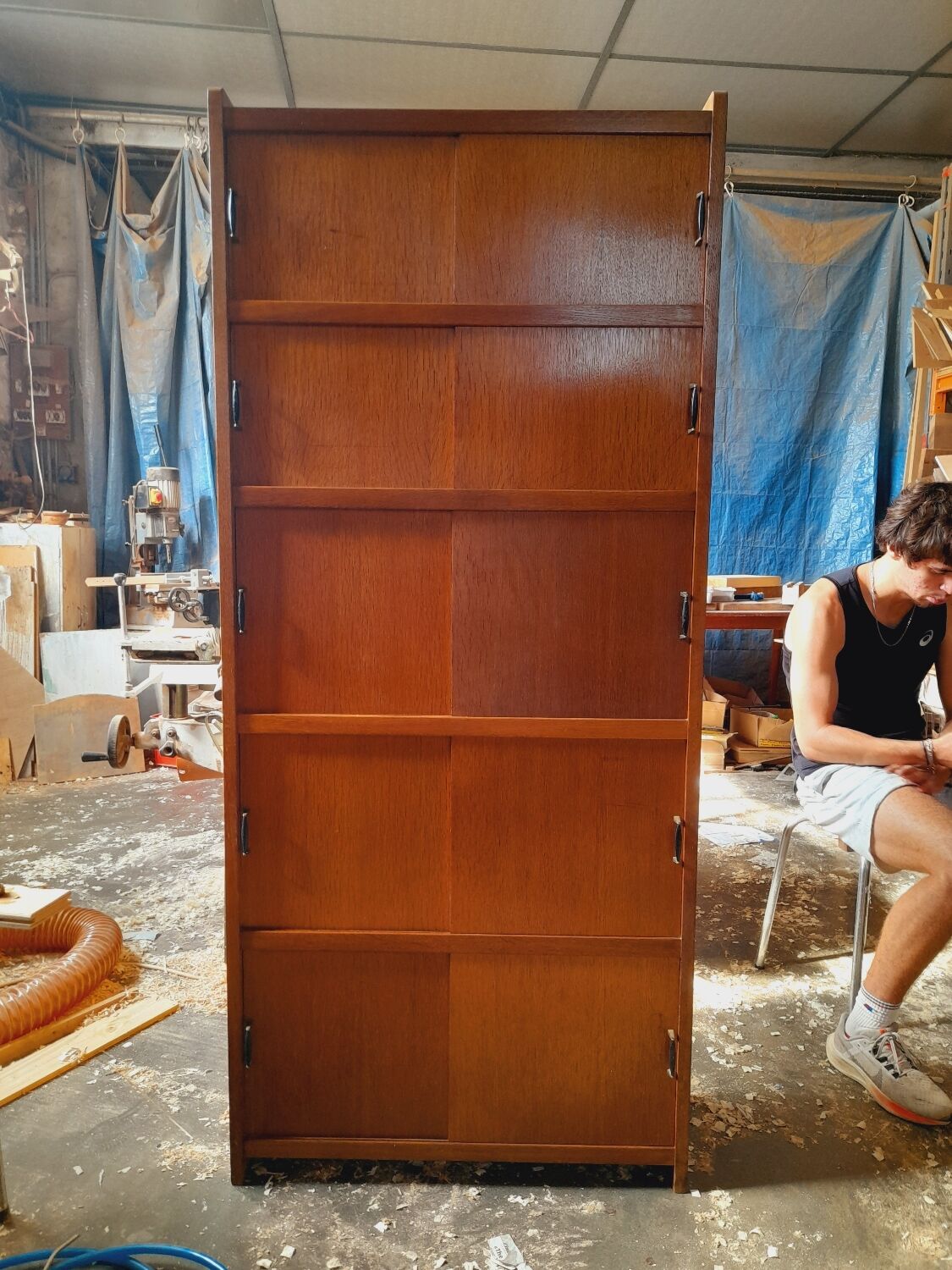 Shelves, bookcase with vintage sliding doors