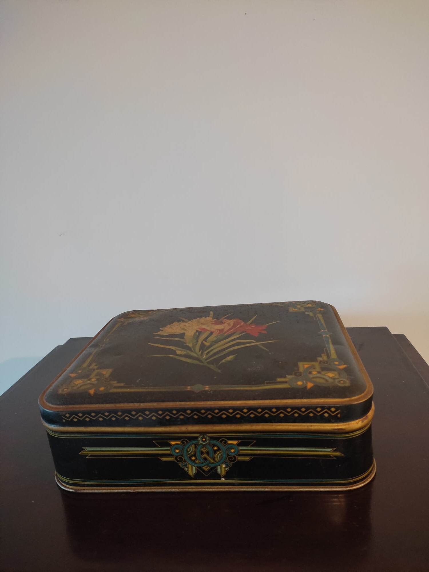Antique art deco metal box