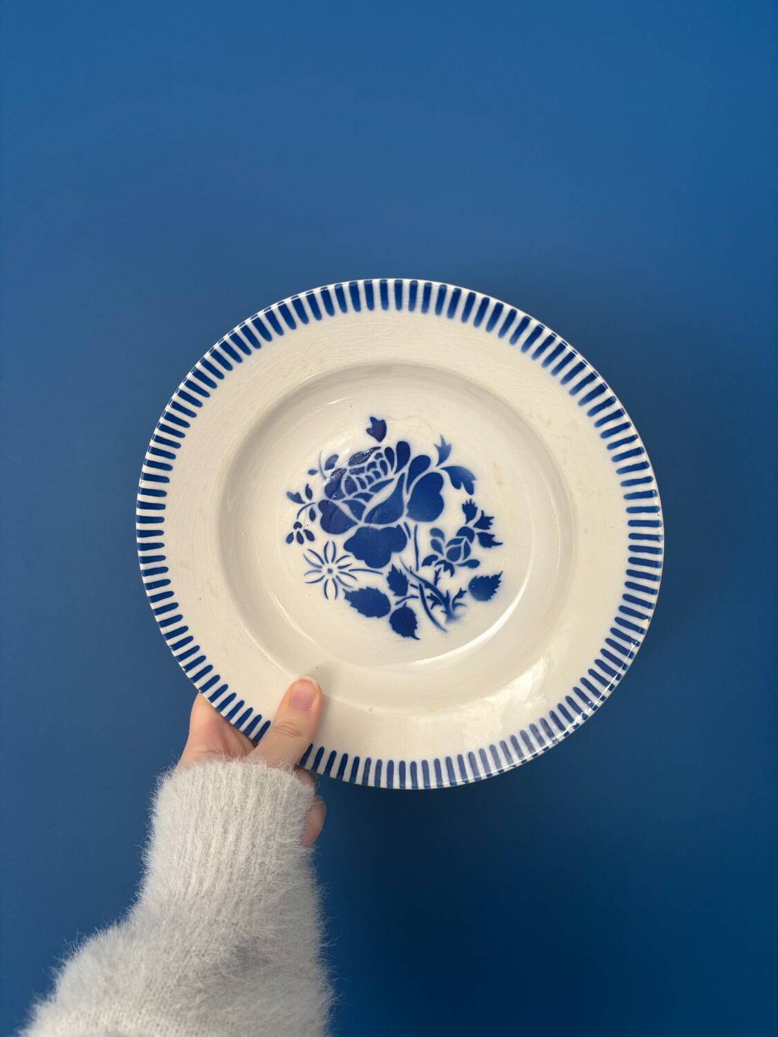 Vintage Luneville deep plate set model Évian – floral decoration