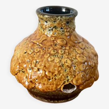 Vase en céramique jaune Fat Lava années 70