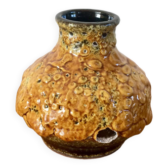 Vase en céramique jaune Fat Lava années 70