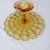 Cake stand, glass pedestal plate Bernsdorf depression style