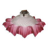 Antique sandblasted and pink glass ceiling lampshade - 1940s